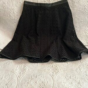 LOFT black eyelet skirt,‎ size 0, NWT